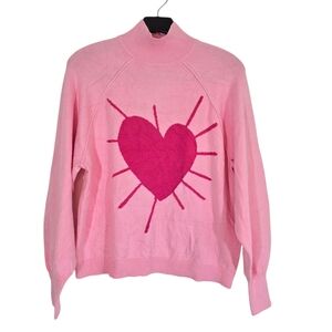 XOKR Kerri Rosenthal Pink Heart Mockneck Sweater XS NWT New